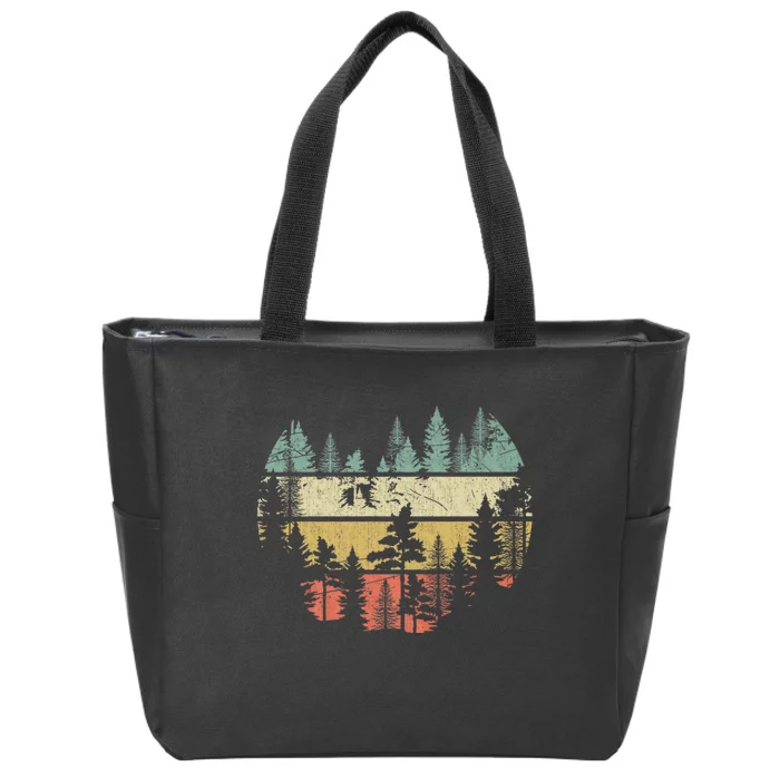 Wildlife Trees Outdoors Nature Retro Forest Sleeveless Mountain Wildlife Nature Zip Tote Bag