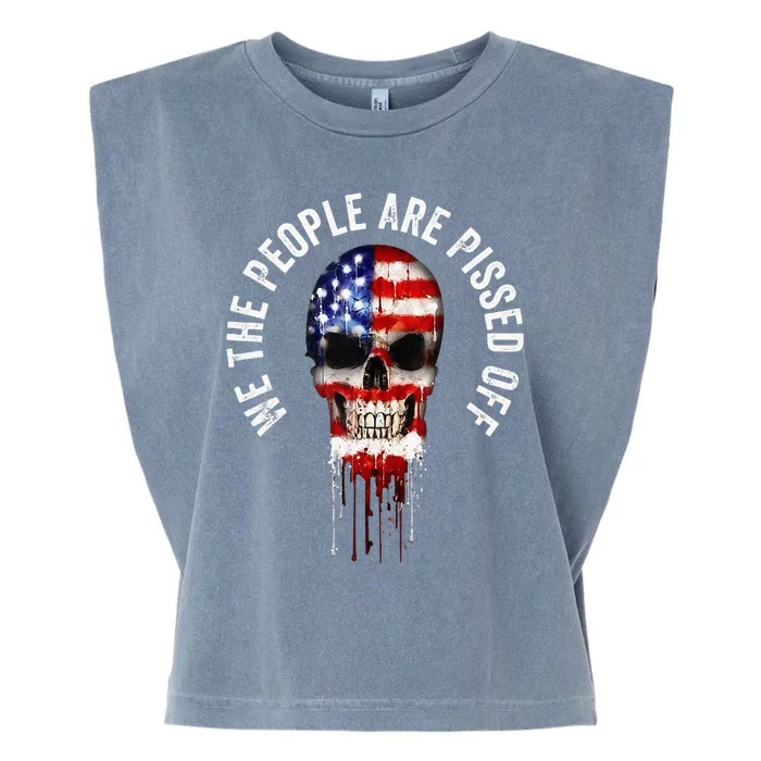 We The People Are Pissed Off Vintage USA America Skull Flag Garment-Dyed Women's Muscle Tee