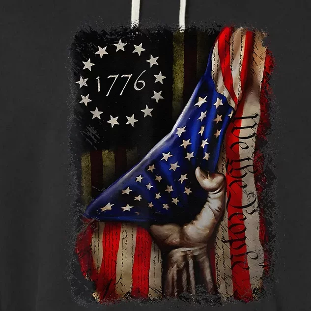 We The People American History 1776 4th Of July US USA Flag Garment-Dyed Fleece Hoodie