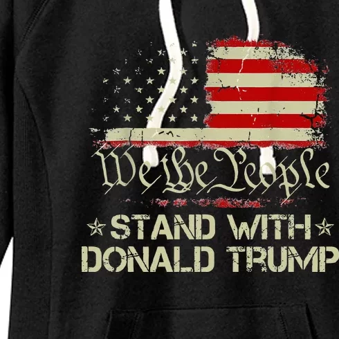 We The People Stand With Donald Trump 2024 American Flag Women's Fleece Hoodie