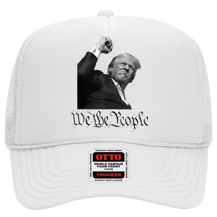 We The People Support Donald Trump High Crown Mesh Trucker Hat