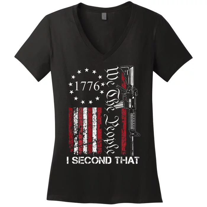 We The People I Second That 2nd Amendment US Flag Women's V-Neck T-Shirt