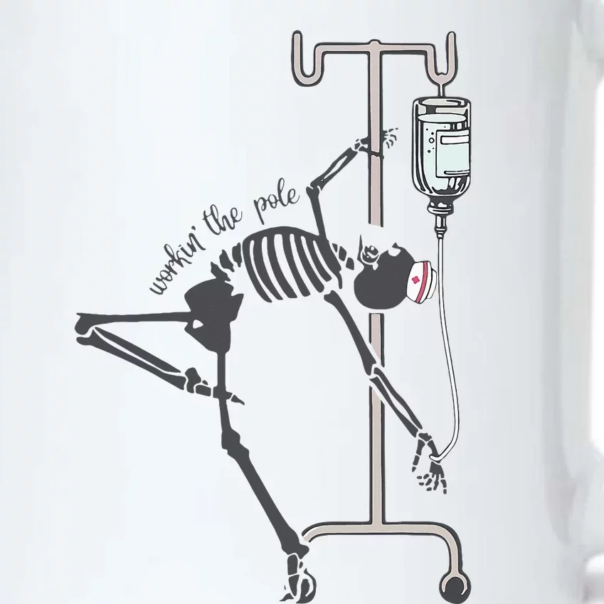 Working The Pole Funny Nurse Dancing Skeleton Halloween Cute Black Color Changing Mug