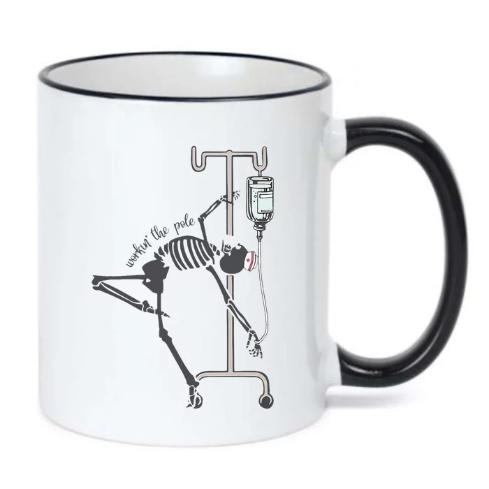 Working The Pole Funny Nurse Dancing Skeleton Halloween Cute Black Color Changing Mug