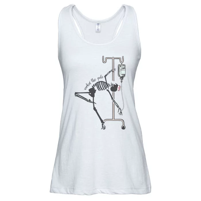 Working The Pole Funny Nurse Dancing Skeleton Halloween Cute Ladies Essential Flowy Tank