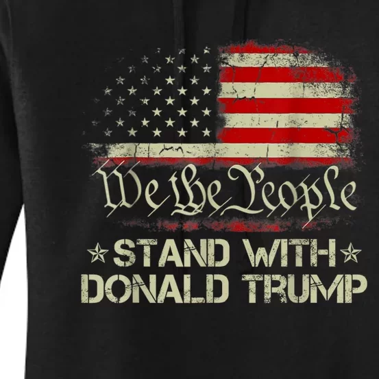 We The People Stand With Donald Trump 2024 American Flag Women's Pullover Hoodie