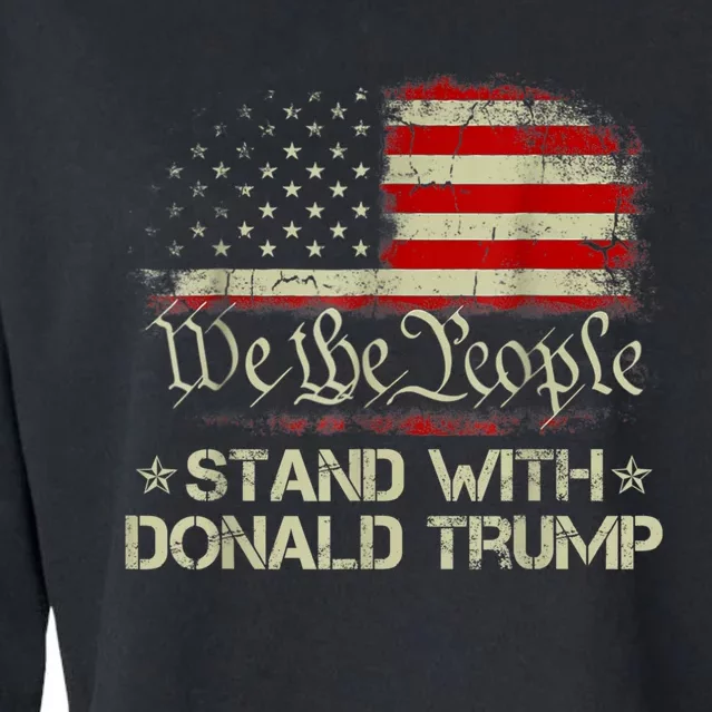 We The People Stand With Donald Trump 2024 American Flag Cropped Pullover Crew