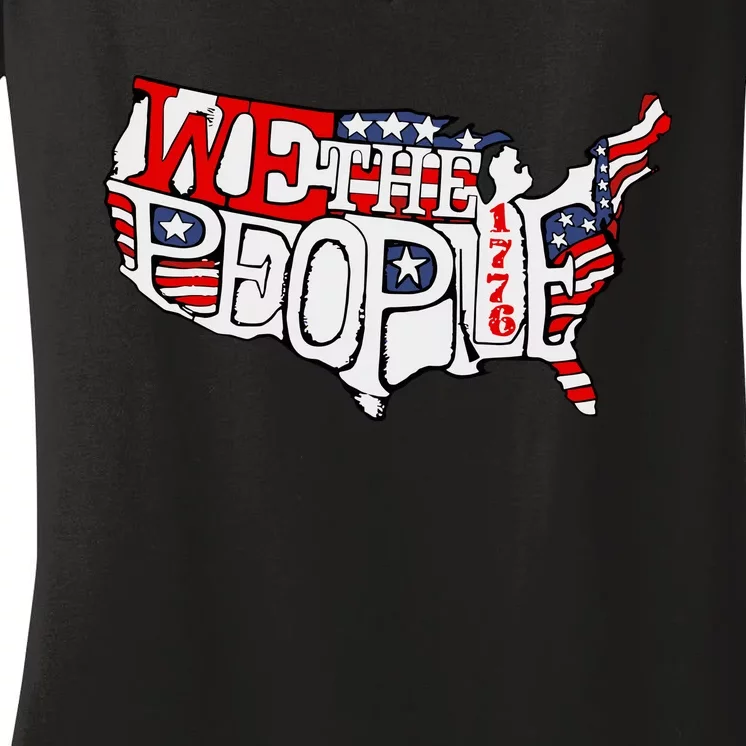 We The People Usa 1776 Map Women's V-Neck T-Shirt