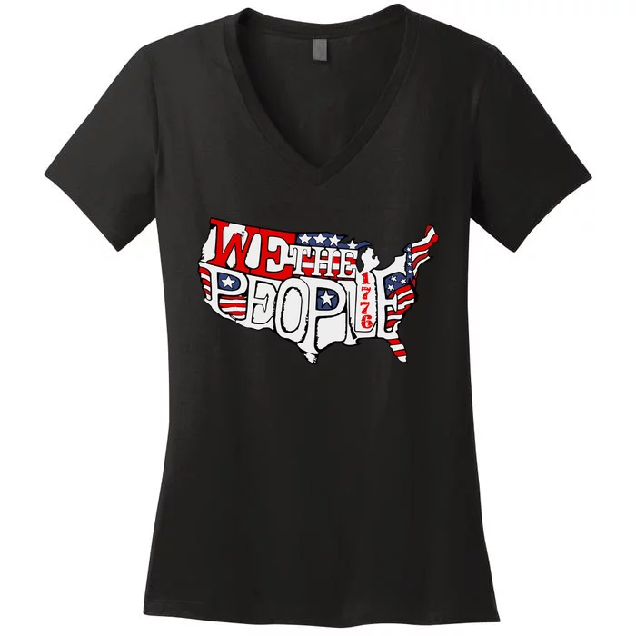 We The People Usa 1776 Map Women's V-Neck T-Shirt