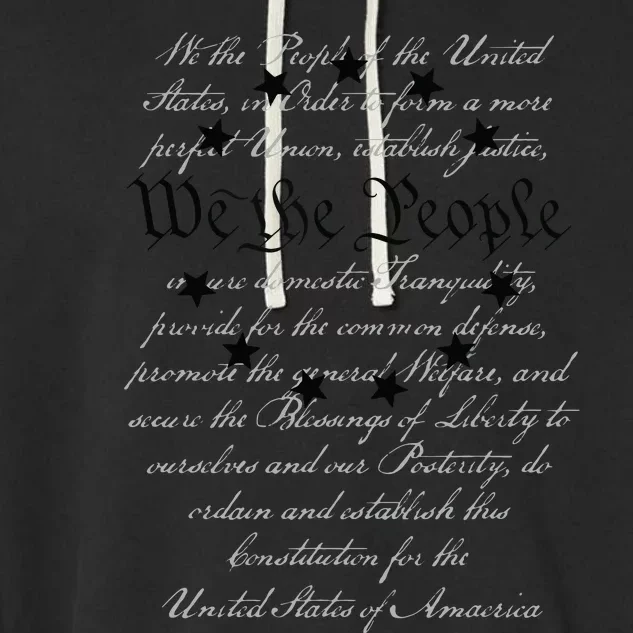 WE THE PEOPLE Preamble US Constitution 4th Of July White Garment-Dyed Fleece Hoodie