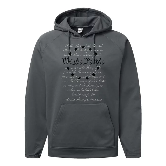 WE THE PEOPLE Preamble US Constitution 4th Of July White Performance Fleece Hoodie