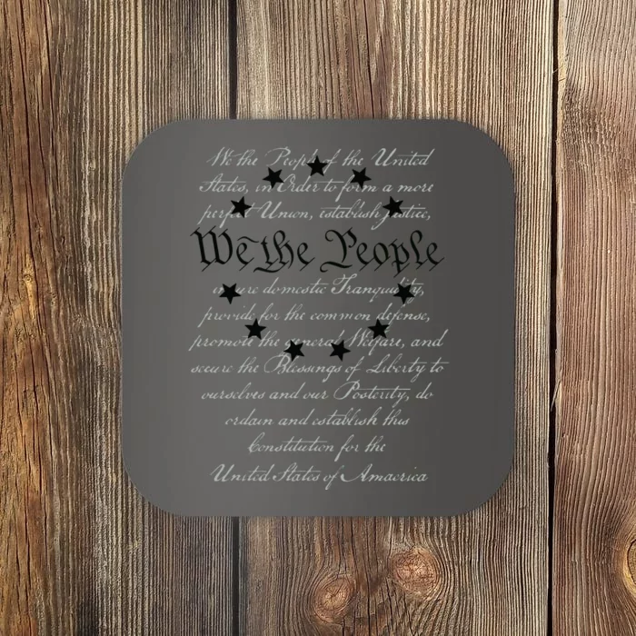 WE THE PEOPLE Preamble US Constitution 4th Of July White Coaster