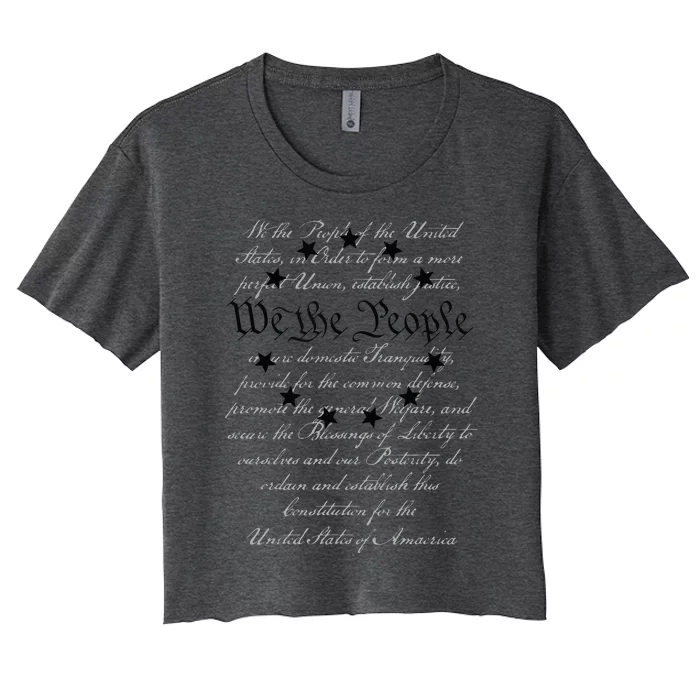 WE THE PEOPLE Preamble US Constitution 4th Of July White Women's Crop Top Tee