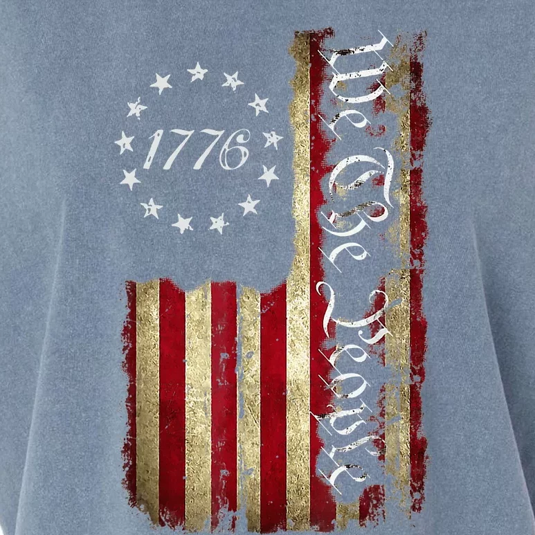 We The People 1776 American Flag 4th Of July Garment-Dyed Women's Muscle Tee