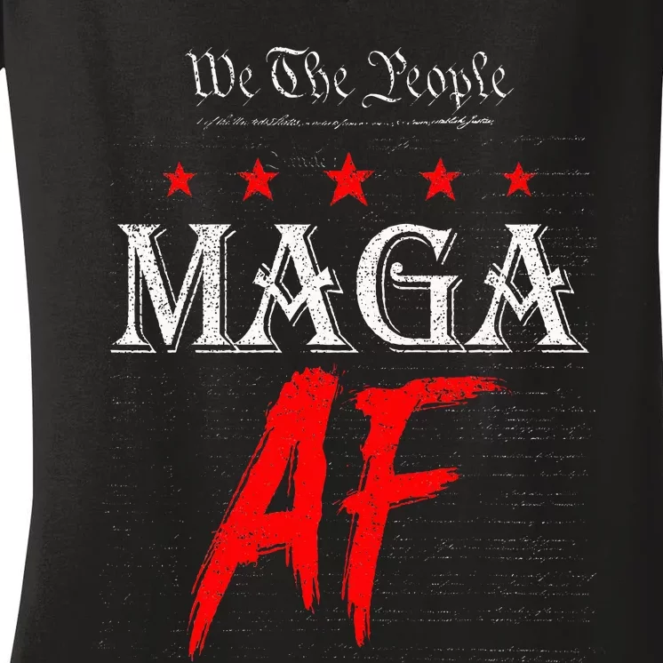 We The People Maga Af Us Flag We The People Maga Af Women's V-Neck T-Shirt