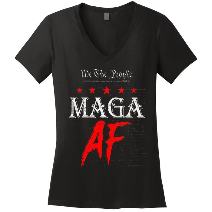 We The People Maga Af Us Flag We The People Maga Af Women's V-Neck T-Shirt