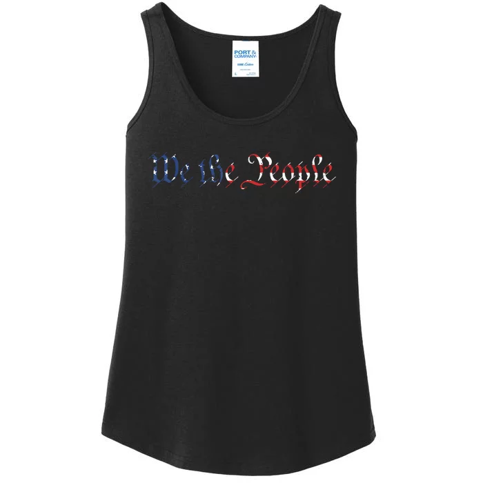 We The People US Constitution 1776 Freedom American Flag Ladies Essential Tank