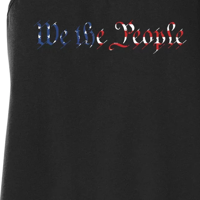 We The People US Constitution 1776 Freedom American Flag Women's Racerback Tank