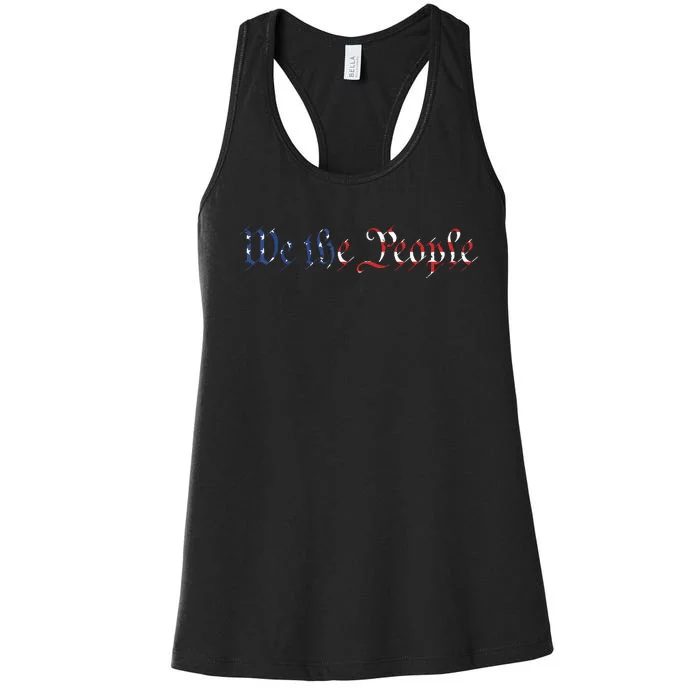 We The People US Constitution 1776 Freedom American Flag Women's Racerback Tank