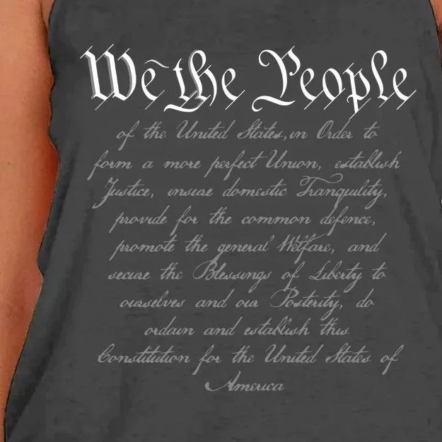 We The People US Constitution 4th Of July Patriotic Women's Knotted Racerback Tank