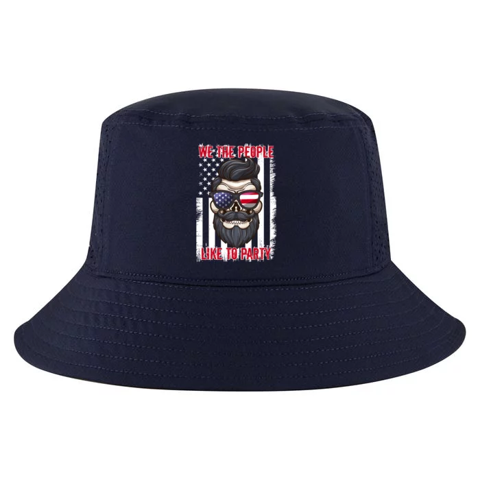 We The People Like To Party 4th Of July American Beard Skull Cute Gift Cool Comfort Performance Bucket Hat