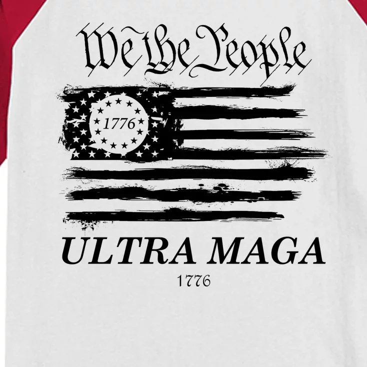 We The People Ultra MAGA Proud Betsy Ross 1776 Flag Kids Colorblock Raglan Jersey