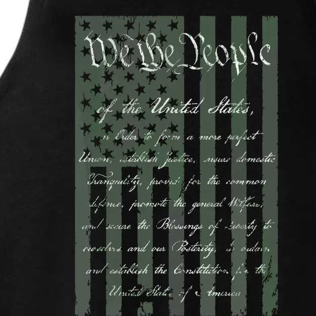 WE THE PEOPLE US CONSTITUTION PREAMBLE UNITED STATES FLAG Ladies Tri-Blend Wicking Tank