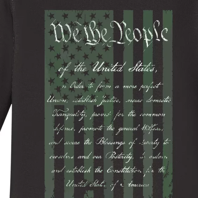 WE THE PEOPLE US CONSTITUTION PREAMBLE UNITED STATES FLAG Baby Long Sleeve Bodysuit