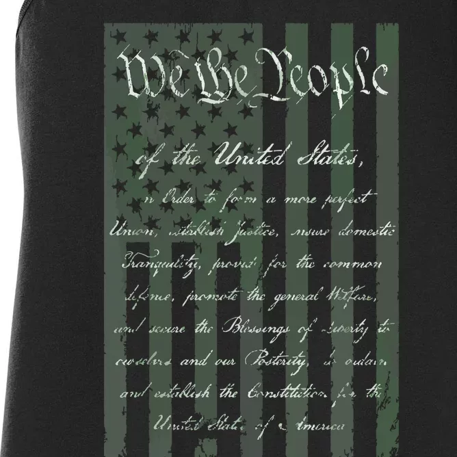 WE THE PEOPLE US CONSTITUTION PREAMBLE UNITED STATES FLAG Women's Racerback Tank