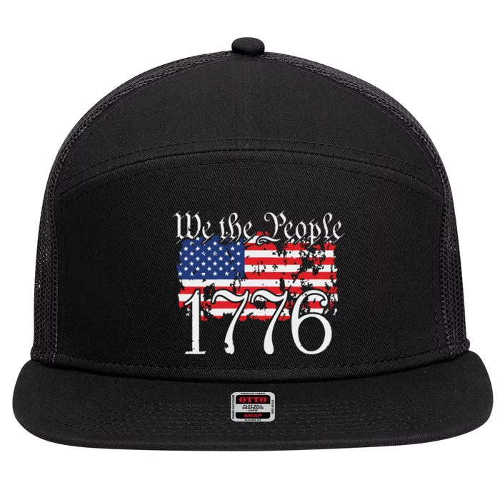 We The People 1776 US Constitution Freedom American Flag 7 Panel Mesh Trucker Snapback Hat