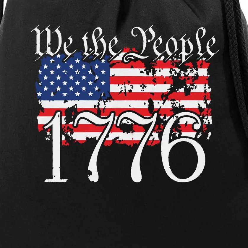 We The People 1776 US Constitution Freedom American Flag Drawstring Bag