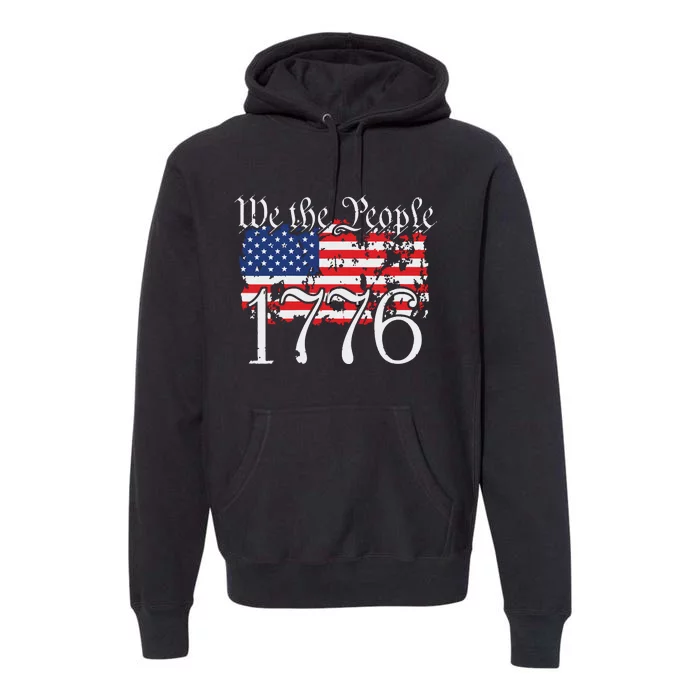 We The People 1776 US Constitution Freedom American Flag Premium Hoodie