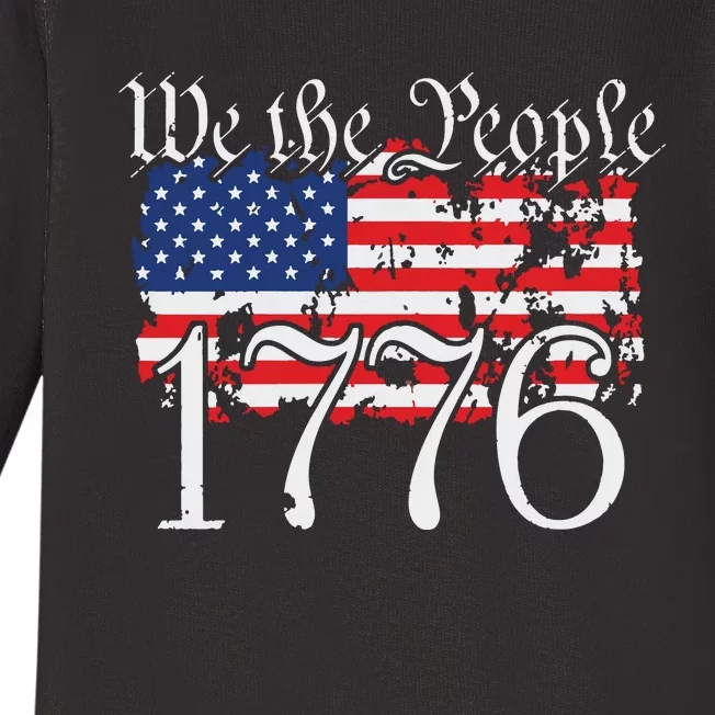 We The People 1776 US Constitution Freedom American Flag Baby Long Sleeve Bodysuit