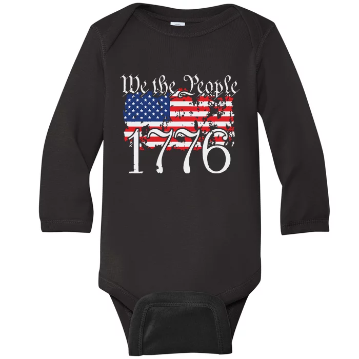 We The People 1776 US Constitution Freedom American Flag Baby Long Sleeve Bodysuit