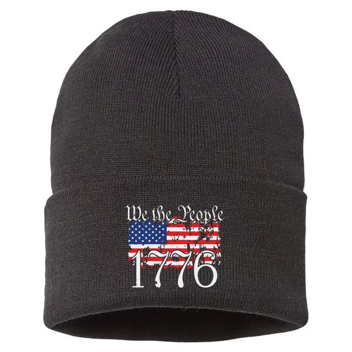 We The People 1776 US Constitution Freedom American Flag Sustainable Knit Beanie