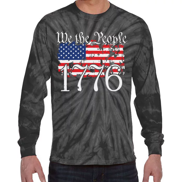 We The People 1776 US Constitution Freedom American Flag Tie-Dye Long Sleeve Shirt