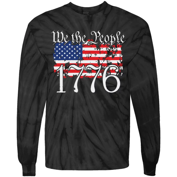 We The People 1776 US Constitution Freedom American Flag Tie-Dye Long Sleeve Shirt