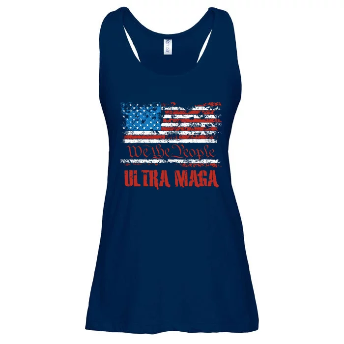 We The People Ultra MAGA King Vintage USA Flag Pride Ladies Essential Flowy Tank