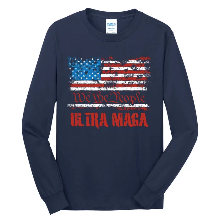 We The People Ultra MAGA King Vintage USA Flag Pride Tall Long Sleeve T-Shirt