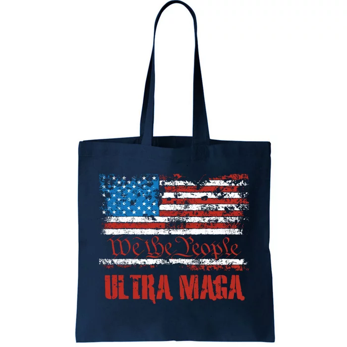 We The People Ultra MAGA King Vintage USA Flag Pride Tote Bag