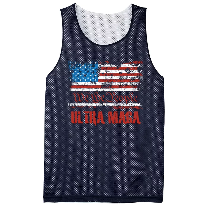 We The People Ultra MAGA King Vintage USA Flag Pride Mesh Reversible Basketball Jersey Tank