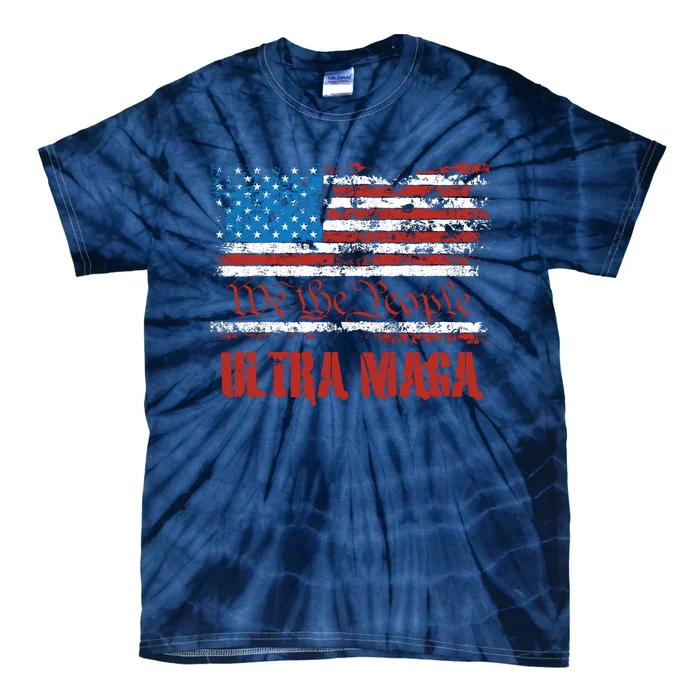 We The People Ultra MAGA King Vintage USA Flag Pride Tie-Dye T-Shirt