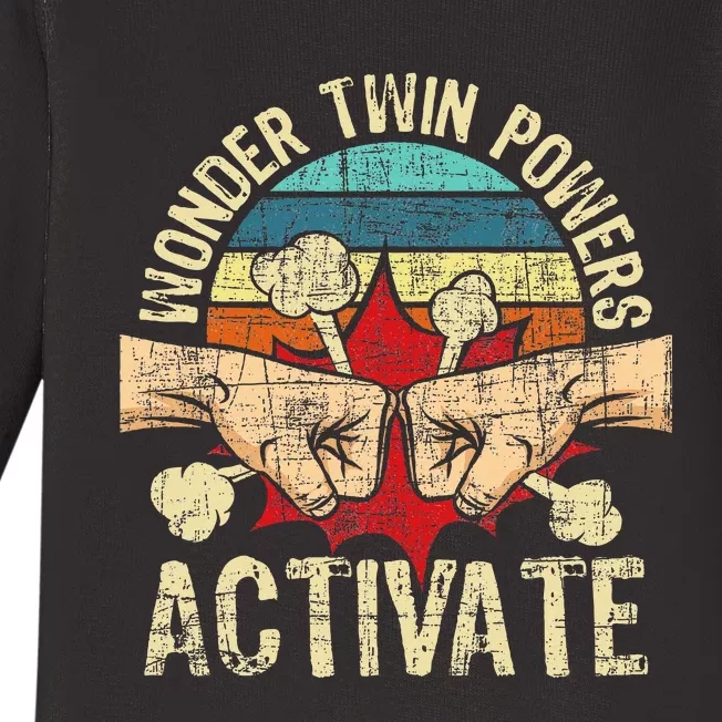 Wonder Twin Powers Activate Twins Brother Sister Sibling Baby Long Sleeve Bodysuit