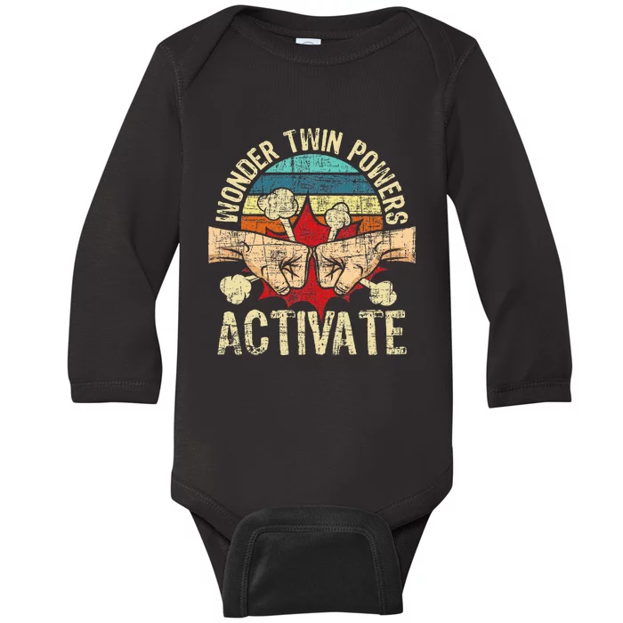 Wonder Twin Powers Activate Twins Brother Sister Sibling Baby Long Sleeve Bodysuit