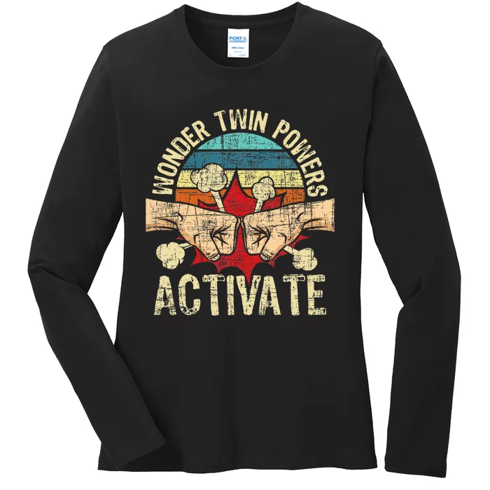 Wonder Twin Powers Activate Twins Brother Sister Sibling Ladies Long Sleeve Shirt