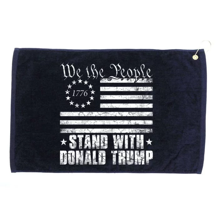 We The People Stand With Donald Trump Usa Flag Great Gift Grommeted Golf Towel