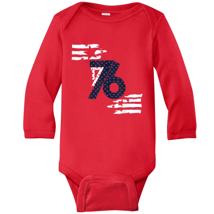 We The People 1776 American Flag Baby Long Sleeve Bodysuit