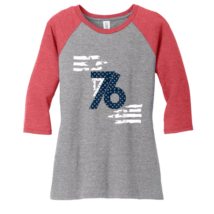 We The People 1776 American Flag Women's Tri-Blend 3/4-Sleeve Raglan Shirt