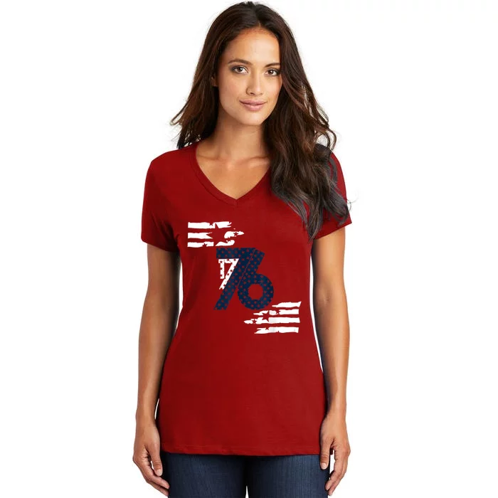 We The People 1776 American Flag Women's V-Neck T-Shirt