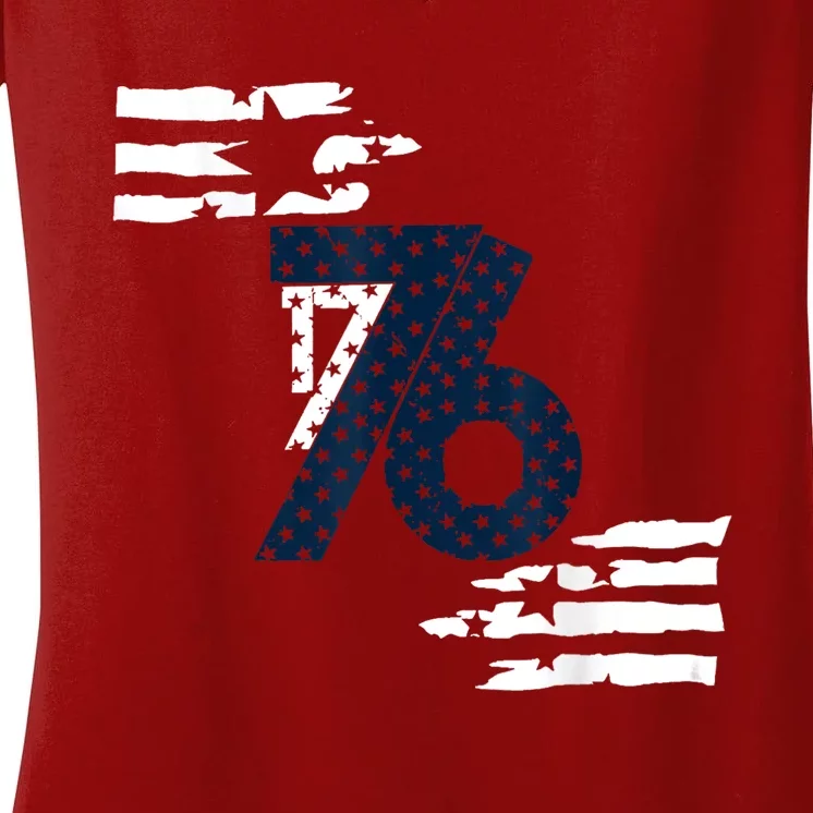 We The People 1776 American Flag Women's V-Neck T-Shirt